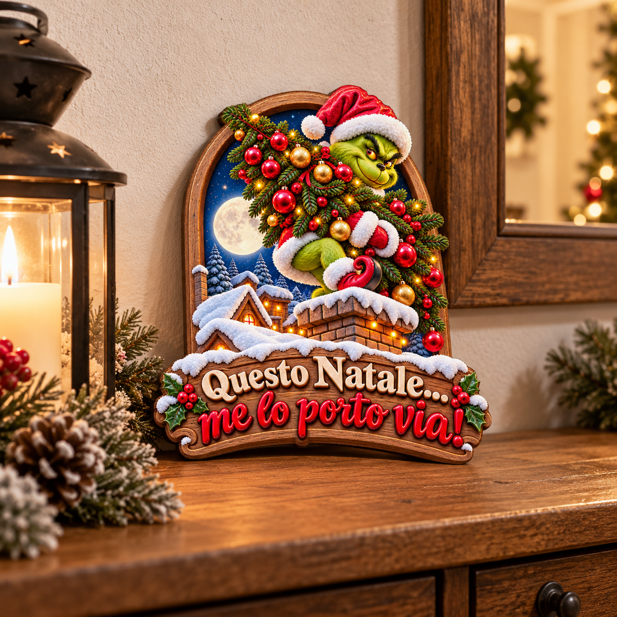 Fuoriporta natalizio «Questo Natale… me lo porto via!», su una consolle all’ingresso