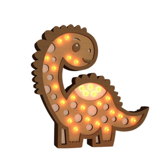 Lampada Notturna in Legno Dinosauro– Un Tocco di Magia per la Cameretta