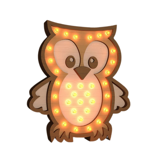 Lampada Notturna in Legno Gufetto– Un Tocco di Magia per la Cameretta