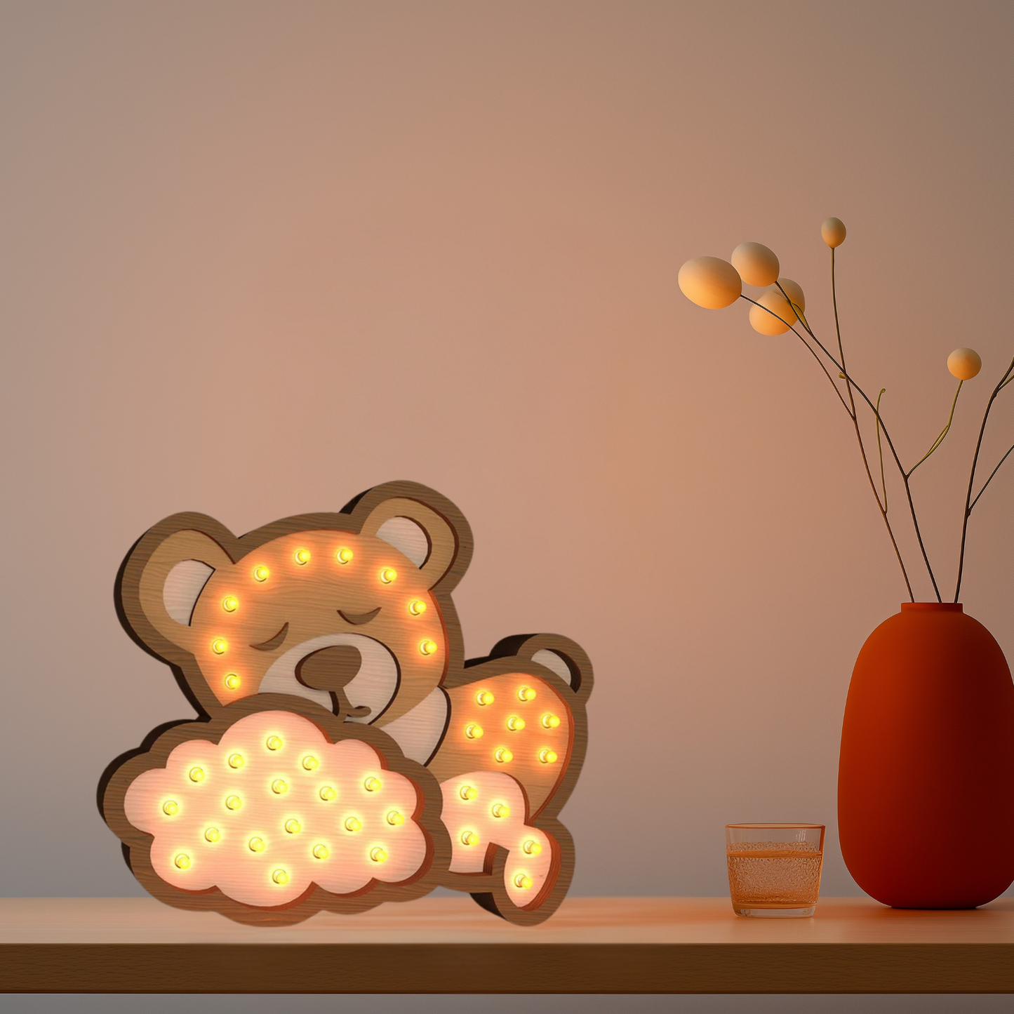 Lampada Notturna in Legno Orsacchiotto – Un Tocco di Magia per la Cameretta