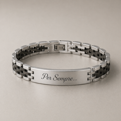 Legame Eterno: Bracciale Personalizzabile Maglia Jubilee in Acciaio Inossidabile 316L - Finiture Oro e Argento
