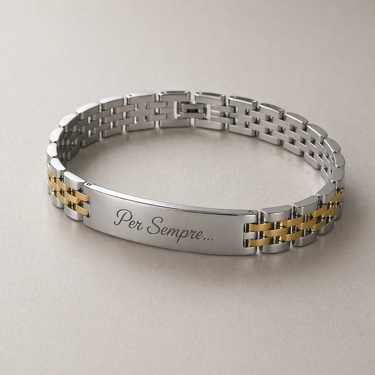 Legame Eterno: Bracciale Personalizzabile Maglia Jubilee in Acciaio Inossidabile 316L - Finiture Oro e Argento