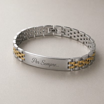 Legame Eterno: Bracciale Personalizzabile Maglia Jubilee in Acciaio Inossidabile 316L - Finiture Oro e Argento