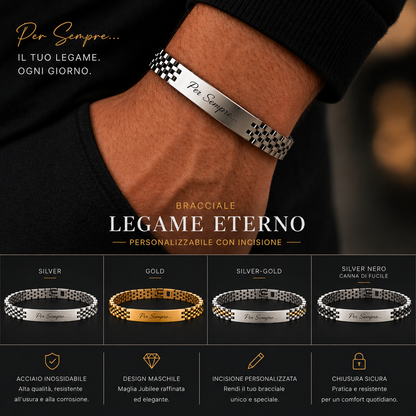 Legame Eterno: Bracciale Personalizzabile Maglia Jubilee in Acciaio Inossidabile 316L - Finiture Oro e Argento