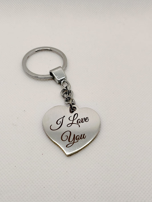 Portachiavi Cuore in Acciaio con Incisione "I Love You" – Idea Regalo San Valentino