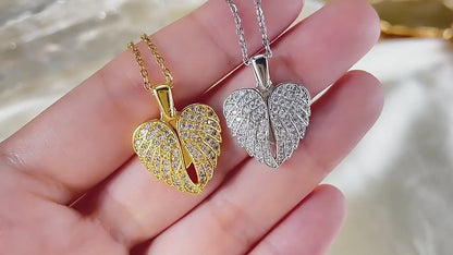 Collana Angelo Mio Personalizzabile – Ciondolo Cuore con Ali di Angelo Incisione di Foto Nome o Frase Oro Argento