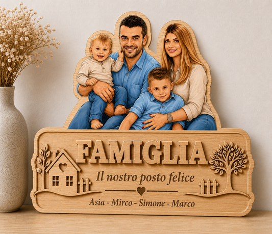 Targa Famiglia Personalizzata in Legno -  creatricedisogni – “Il Nostro Posto Felice”
