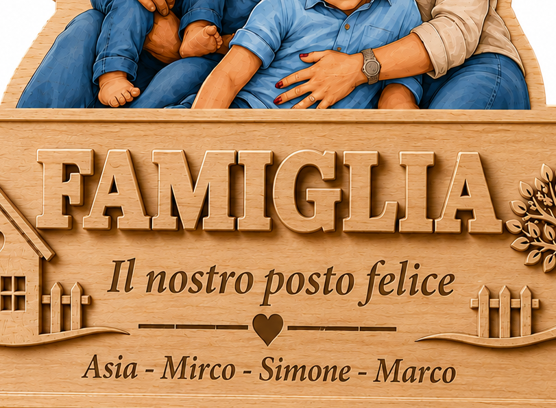 Targa Famiglia Personalizzata in Legno -  creatricedisogni – “Il Nostro Posto Felice”