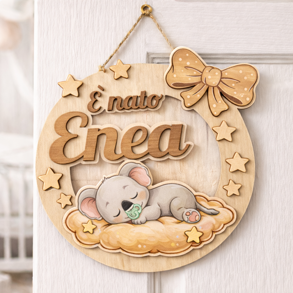 Fuoriporta Nascita in Legno Personalizzato – Un Ricordo che Annuncia una Nuova Vita