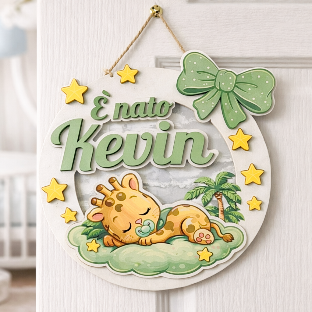 Fuoriporta Nascita in Legno Personalizzato – Un Ricordo che Annuncia una Nuova Vita